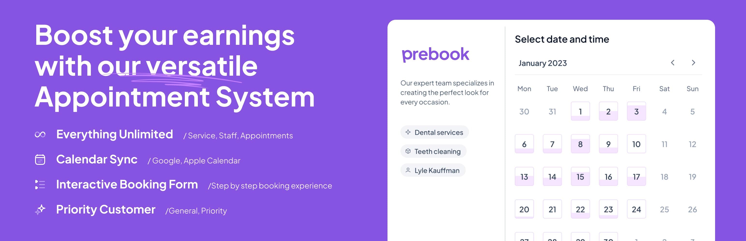 PreBook appointment management howcase banner